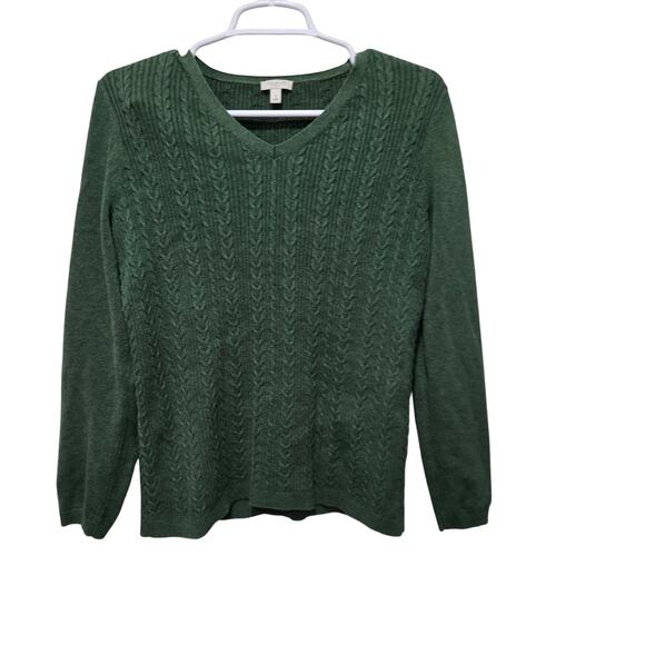 Talbots outlet sweater womens size medium green crewneck casual office - Picture 1 of 11